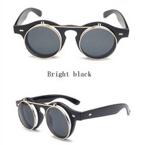 시저플립 빈티지 스팀 펑크 고글 클립 선글라스 레트로 플립 업 안경 고딕 UV400 Oculos