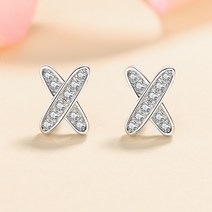 [르상 귀걸이 GRA보증서] S925 실버 귀걸이 X 모양 모이사나이트 다이아몬드 스터드 귀걸이