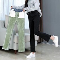 코코제이2 라임 기모 부츠컷 스판 데님 청바지 겨울바지 (연청 블랙)