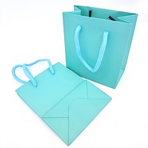 바미샵 민트 종이쇼핑백 소 무광 무지 선물포장, 100개