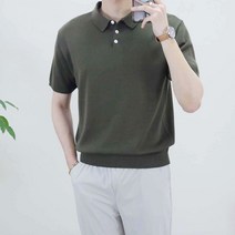 로코비전 매드 단추 카라 반팔 니트 오버핏 여름 남자 티셔츠