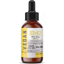 Organic Liquid Vitamin D3 (as Lichen) ＋K2 (as MK4 MK7) in fractionated Coconut Oil. Organic Plant-Based Vegan Gluten Free Wheat Free Soy Free＊ Non-GMO