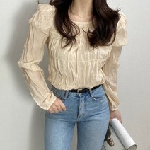 슈잼마켓 / 구김 스모크 주름 블라우스