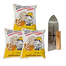 철물팩토리 급결 방수 시멘트 3kg 3개+흙손 결로 균열 보수 콘크리트 diy 시공, 급결방수시멘트 3kg 3개+흙손