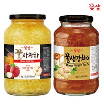 꽃샘 꿀사과차 1KG + 꿀생강차S 1KG (2KG) 액상차 과일청