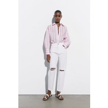 독일 자라 ZARA Z1975 MOM-FIT RIPPED RIGID HIGH-WAIST JEANS - White 113012