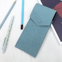 오브리즈 국내제작 1+1 가죽필통 펜케이스 펜파우치 학생 필통, 헤링본_스카이블루