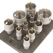 DEHUIWI TCT 홀 톱 세트 하드 메탈용 키트 10개 1.6cm(5/8인치)-5.4cm(2-1/8인치) 텅스텐 카바이드 팁 커터 금속 스테인리스 스틸 철용 티타늄 도금