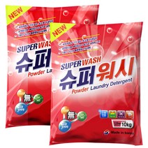슈퍼워시 가루세제 10kg+10kg 항균 세탁세제 찬물전용, 단품