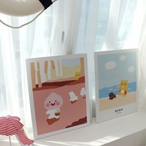 카카오 액자테이블 접이식 캐릭터 다용도 공부상 15종, 유광(타입2-옆면 검정), 숨바꼭질C, 1)산책/여행/베이직