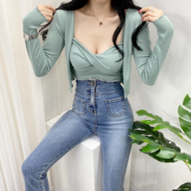 스트릿제이 알프 꽈베기 나시 가디건 세트