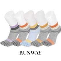 런웨이 여성 발가락양말 단목 투톤링글 5켤레