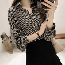 가오리핏 체크 셔츠 여성 데일리 블라우스 LK-S004