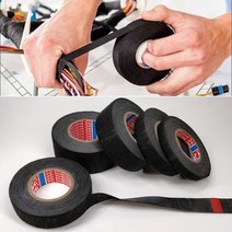 테이프 실리콘 벨크로 양면 찍찍이 스카치 tesa 51608 접착 천 패브릭 배선 직기 하네스 25mm 19mm 15mm 9mm, 검은색, 15m