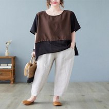 여성 린넨블라우스 진짜가나타났다 이인옥 강봉님 에스닉 블라우스 여름 짧은 소매 캐주얼 셔츠 느슨한