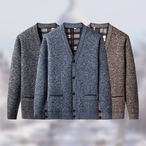 오너클랜 남자 니트 가디건 겨울 브이넥 카디건 방한 아우터