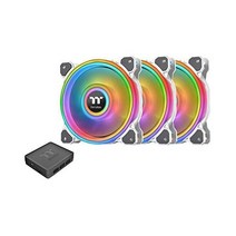 Thermaltake 써멀테이크 링 쿼드 120mm 1680만 RGB 컬러(알렉사 레이저 크로마) 소프트웨어 사용 가능 4개의 라이트 54 주소 지정 LED 9 블레이드 유압 베어, White_120mm | Triple Pack