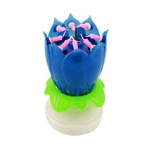 생일축하 회전 멜로디 특이한 생일초 연꽃초 (블루) 연꽃초 파티용품