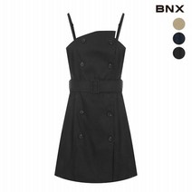 BNX 여성 더블 버튼 언발 민소매 원피스