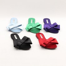 코지 프라이빗 공단 왕리본 4cm 슬리퍼 플랫슈즈