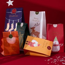 미모양 크리스마스 선물 종이 포장 봉투 6장 세트, 3.크리스마스 아트 봉투 6장