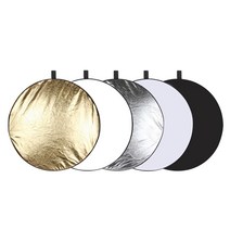 5 in 1 휴대용 60/80/110cm 접이식 포토 리플렉터 패널 라운드 키트, 110cm, 설명 설명, 강철 봄 입히는 직물 스판덱스