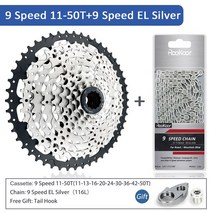 8 9 0 속도 벨로시다 드 산악 자전거 MTB 카세트 체인 세트 부품 프리휠 스프로킷 36T 40T 42T 46T 50T 52T, 9 Speed 50T EL Set