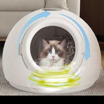 펫드라이룸 고양이 강아지 드라이기 애견 건조기 털말리기, 화이트 원형 800W