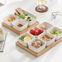 칸칸 도자기 사각찬기 트레이세트 3종 택1, 4구+트레이세트