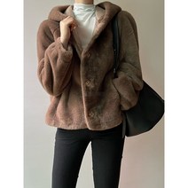 무스탕 퍼 후드 자켓