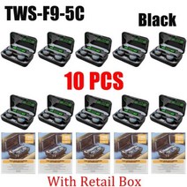 도매 이어폰 블루투스 무선 헤드폰 헤드셋 충전 박스, F9-Black-10PCS