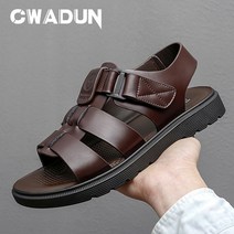 Cwadun 남자 벨크로 소가죽샌들