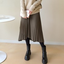 데일리앤 언발란스 밴딩 플리츠 롱 스커트 메델