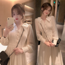 레이스카라 퍼프소매 롱원피스 브라이덜샤워원피스
