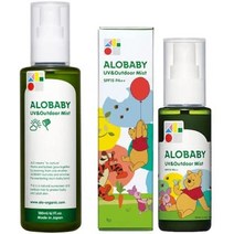 선크림 자외선 차단제 arobaby uv amp 야외 미스트 디즈니 디자인 2.8 fl oz (80 ml) + 큰 병 6.1 fl oz (180 ml) 세트 대용량 베이비 없음, 알로베이비 유브이앤아웃도어 미스트 빅보틀 180m