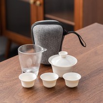 양지옥자 야외여행 다기세트 퀵서비스컵 원포트23컵 휴대용 도자기, 옥백자-한주전자 세잔-휴대용가방, 옥백자-한주전자 세잔-휴대용가방