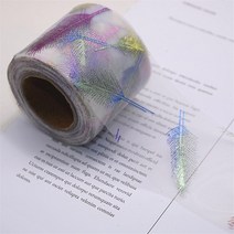 화려한 깃털 프린트 튤 오간자 메쉬 패브릭 DIY 핸드메이드 베이비 걸 드레스 스커트 머리띠 의류 재봉 재료 6cm x 5 야드