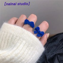 Taobei 스위트 소녀 레드 리본 링 벨벳 반지 가을 겨울 뽀글이 오픈 반지