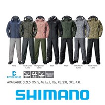 시마노 DS 베이직 슈트 RA-027Q 레인슈트 우비 낚시복, 오렌지그라스카모