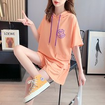 여름 반팔 상하의 세트 도넛후드SET