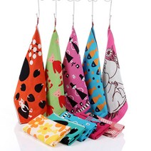 북유럽풍 순면거즈 주방타올 핸드 타월 면행주 어린이집 손수건 일러스트행주 답례품 77종, 야웅이 (블루)