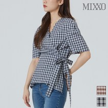 미쏘 퍼프 랩 체크블라우스 MIWBW9813R