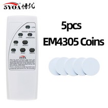 전자키 복사기 스티커 4주파수 Rfid 카드 리더 라이터 125KHz 복사기 ID 태그 프로그래머 표시기 EM4305, 03 with 5pcs Coins
