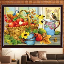 DIY 보석십자수 주문제작 보석비즈십자수 큐빅십자수 결혼선물 집들이선물, 30x40, 바구니