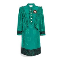 코치 빅토리안 원피스 사이즈 6 여성 595 그린 비스코스 레이스 셔플 트림 NW 여친선물