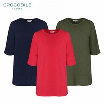 크로커다일레이디 저지 5부 소매 티셔츠