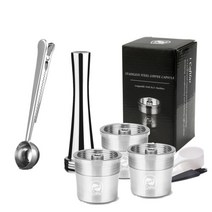 커피 머신 icafilas resuable 커피 캡슐 필터 fit for illy 커피 머신 refilable 스테인레스 스틸 커피 캡슐 탬퍼 스푼 55, 2-사진으로