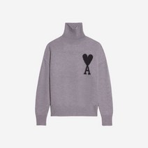 아미 빅 하트 로고 퍼넬 넥 스웨터 그레이 블랙 Ami de Coeur Funnel Neck Sweater Grey Black