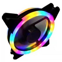 커스텀수냉 pc 쿨러 게이밍 범용 컴퓨터 팬 120mm 15LED 듀얼 조리개 무소음 PC 케이스 냉각 팬 120x120x2, 07 Rainbow