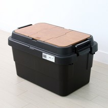 켐포바니 캠핑 수납 트렁크 카고 박스 50L + 우드상판, 블랙(카고 박스)